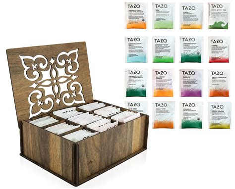 Tazo Tea Bags Sampler Assortment Box - 80 COUNT (Walnut) – Eva's Gift ...