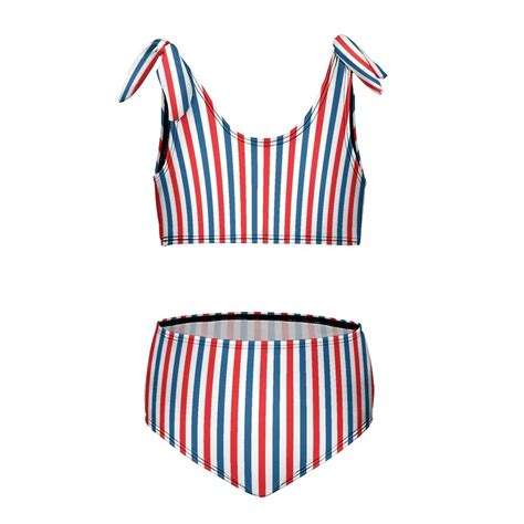 American Flag Blue Red White Girl S Piece Bikini Set Beach Sport Swimsuit Swimwear Y Cm