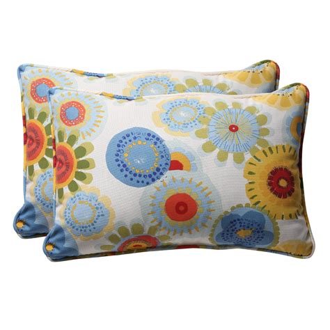 Decorative Multicolored Floral Rectangle Outdoor Toss Pillow Set Of 2