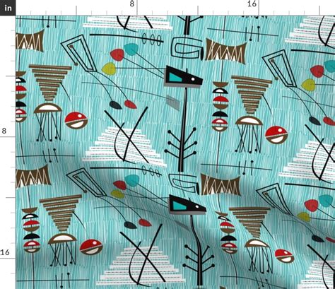 Modern Abstract Fabric Mid Century Chaol Ll By Mid Century Etsy