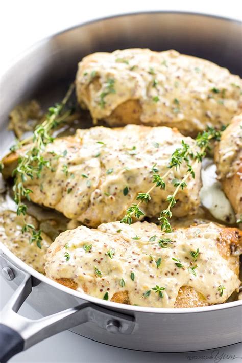 Pan Seared Chicken Breast Recipe With Mustard Cream Sauce