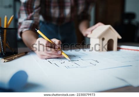 Engineers Designing House Structures Architectural Using Stock Photo ...