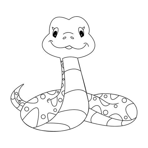 Carácter De Serpiente Víbora Para Niños Para Colorear Ilustración De Vector De Libro Aislado