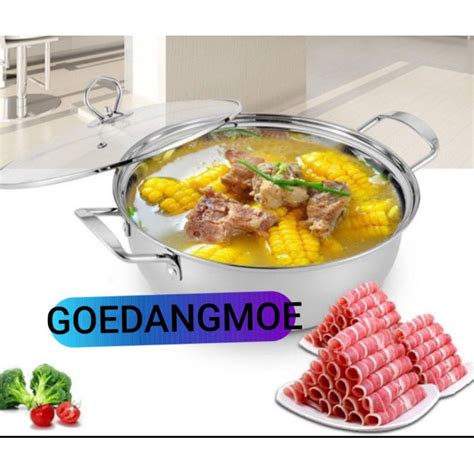 Jual Panci Shabu Shabu Sukiyaki Steamboat Hot Pot Stainless Murah Cm Cm Cm Shopee Indonesia