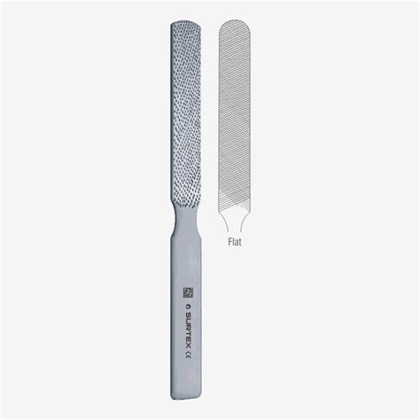 SURTEX Flat Bone File Solid Handle Flat Blade