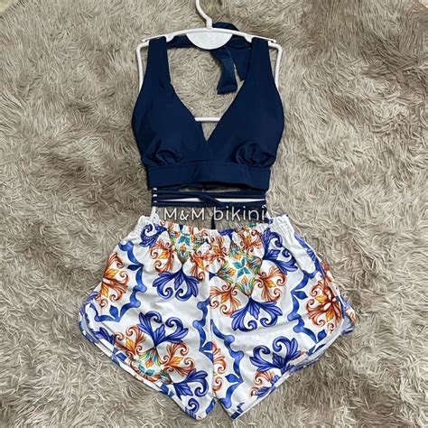 ชดวายนำสาวอวบ xl xxl บราผกคอผกหลง กางเกงขาสน mm bikini ThaiPick