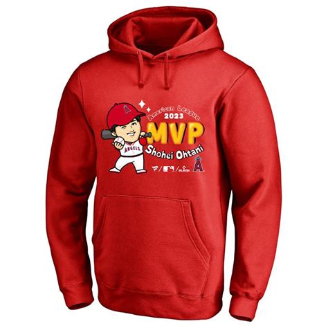 予約販売ファナティクスFanatics エンゼルス 大谷翔平選手 2023 AL MVP受賞記念 イラストパーカー レッド MLB