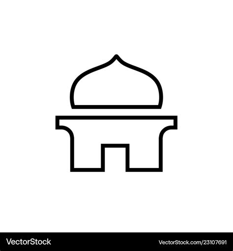 Simple Mosque Or Mushola Logo Icon Line Art Vector Image