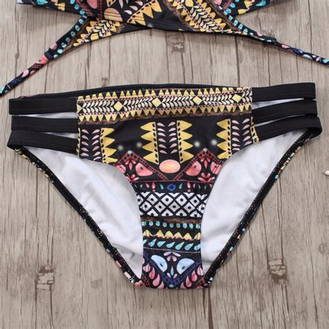 Sexy Bikini Swimsuit African Print Cross Front Two Piece Bathing Suits For Women Power Day Sale