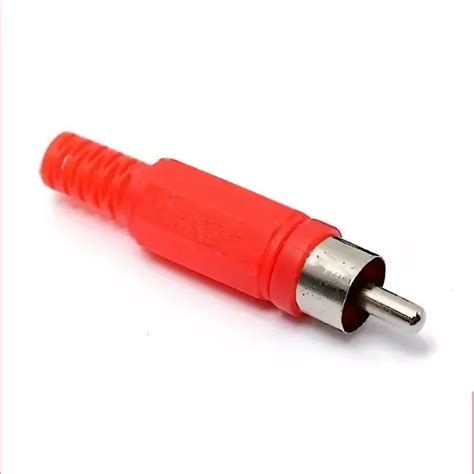 Conector Ficha Rca Macho Plastico Rojo Para Soldar 10 Unid En Venta En