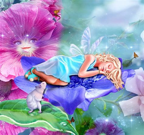 Fairy Sleeping Pretty Fantasy Girls Rats Softness Beauty Bonito