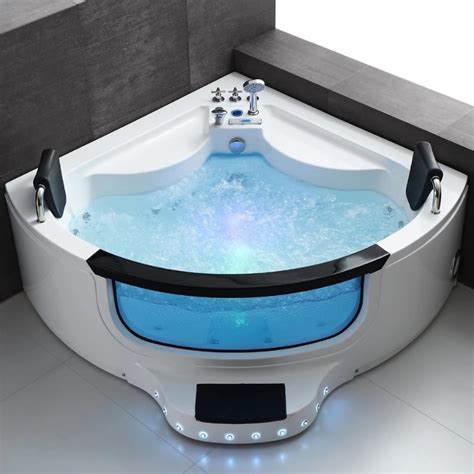 Two Person Luxury Hot Tub Acrylic Whirlpool Jetted Bathing Tub Corner