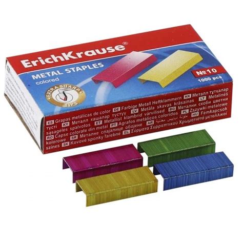 Скобы для степлера №10 (20 л), цветное, 1000 шт - купить с доставкой по ...