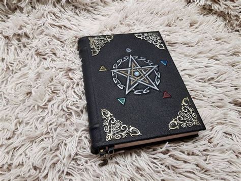 Leather Handmade Grimoire Spell Book Book Of Shadows Natural Moon Stone