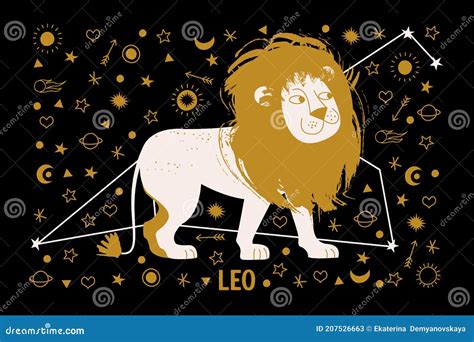 Sign Of The Zodiac Leo Constellation Of Leo Stock Vector