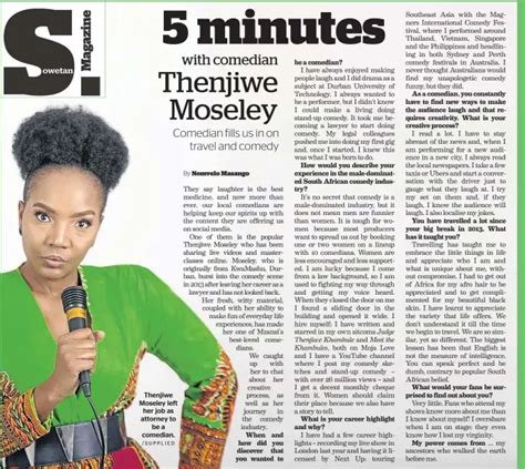 5 Minutes With Comedian Thenjiwe Moseley Pressreader