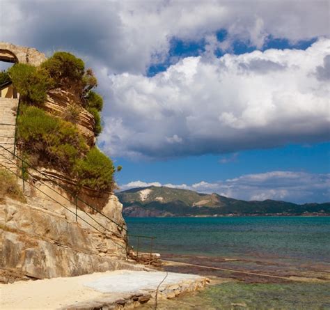 Concepto De Viaje Isla Paradis Aca Mar Cielo Verano Agios Sostis