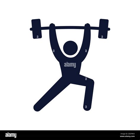 Barbell Weightlifting Training Symbol Person Lifting Barbell Vector Illustration Icon Stock