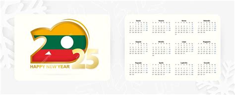 Premium Vector | Horizontal Pocket Calendar 2025 in Lithuanian language