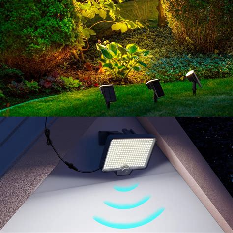 AUDERWIN 4 Pack 63 LED 3 Lighting Modes IP65 Waterpoof Solar Spot Warm