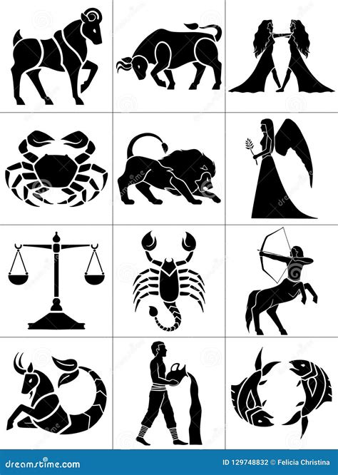 Set Tierkreis Symbole Stock Abbildung Illustration Von Widder 129748832