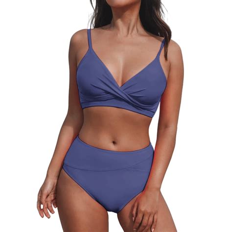 Wedfrse Bikini Sets For Women Two Piece Swimsuit Solid Color