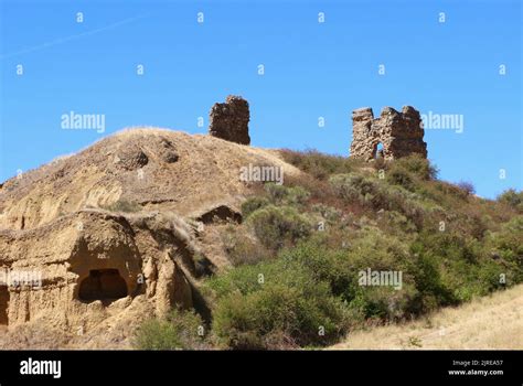 The ruined medieval Castillo de los Condes de Saldaña on a hilltop