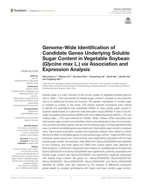 Pdf Genome Wide Identification Of Candidate Genes Underlying Soluble