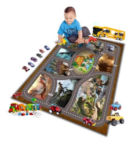 Tapete Ilustrativo Pista Hot Wheels X Cm Play Cor Tp Dinossauro Parcelamento Sem Juros