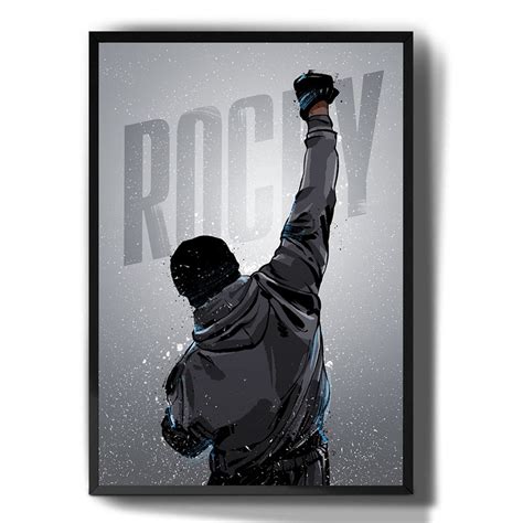 Quadro Decorativo Emoldurado Desenho Filme Famoso Rocky Arte Para Sala