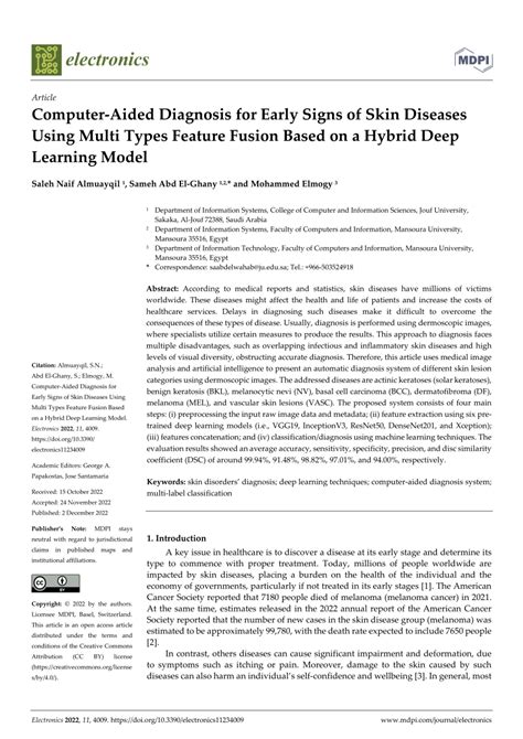 Pdf Computer Aided Diagnosis For Early Signs Of Skin Diseases Using