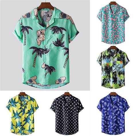 Herren Sommer Hawaii Hemden Urlaub Strand L Ssig Party Button Down Hemd