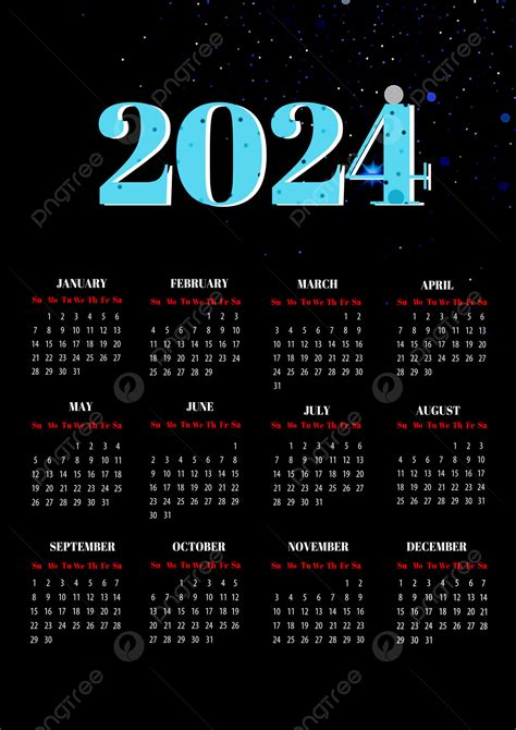 Plantilla De Calendario Negro 2024 Descarga Gratuita De Plantilla En