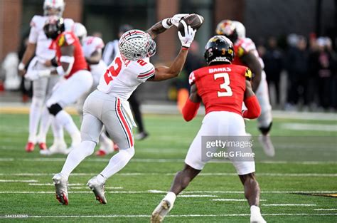 Emeka Egbuka Of The Ohio State Buckeyes Catches A Pass Against Deonte