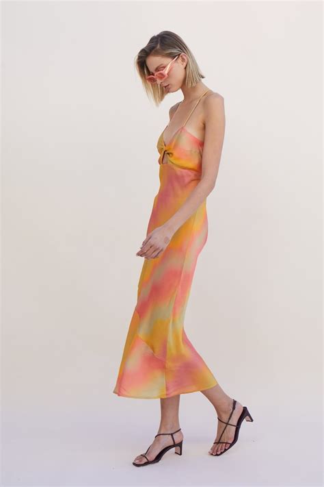 Suboo Sundown Twist Front Slip Dress Sunset Ombre Elysian Collective