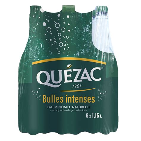 Eau minérale naturelle gazeuse intense QUEZAC le pack de 6 bouteilles