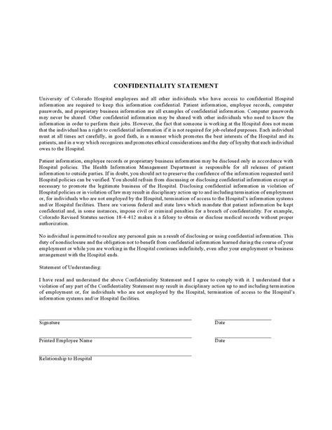 24 Simple Confidentiality Statement And Agreement Templates