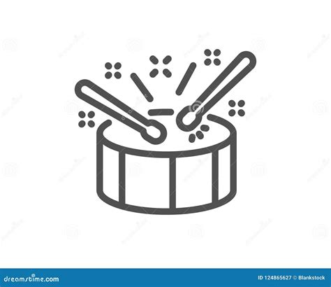 Drums With Drumsticks Line Icon Music Sign Stock Vector Illustration