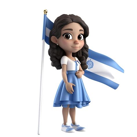 Premium Ai Image 3d Illustration Of A Girl Holding The Flag Of The Republic Of El Salvador