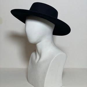 Black Boater Fedora Hat With Detail Women Men Classic Felt Fedora Hat