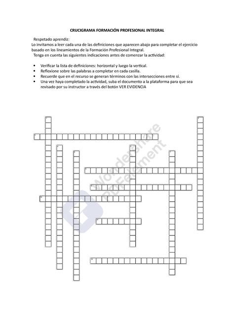 Instrucciones Crucigrama Crucigrama