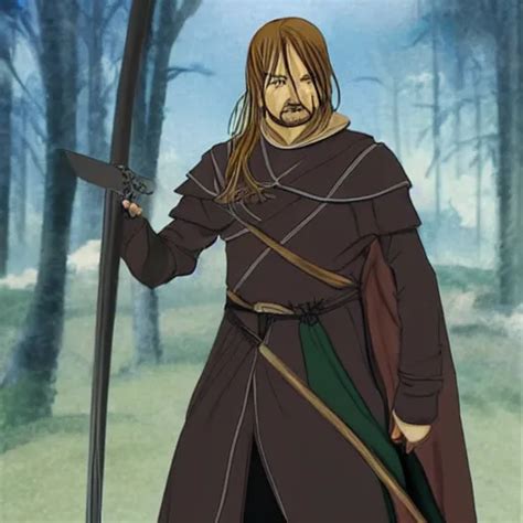 Boromir In An Anime World Holding A Sword Incredibly Stable