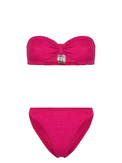 Hunza G Jean Shirred Bikini In Pink Lyst