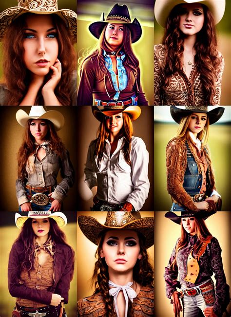 Full Body Photograph Of A Cowgirl Beautiful Face Stable Diffusion