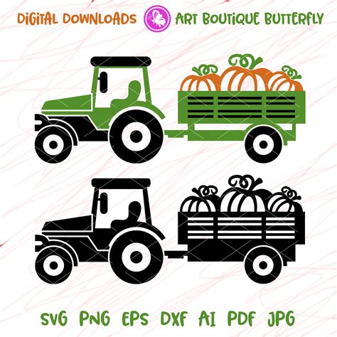 Bundle Farm Tractor Black And Color Clipart Happy Harvest Pr Inspire