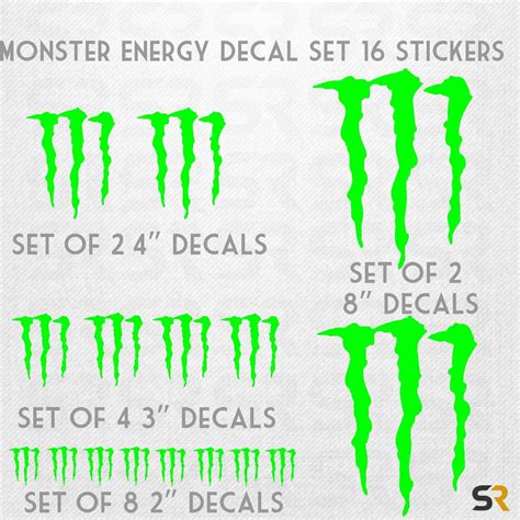 Set Of 16 Monster Energy Decals, Sheet Of Monster Energy Stickers ...