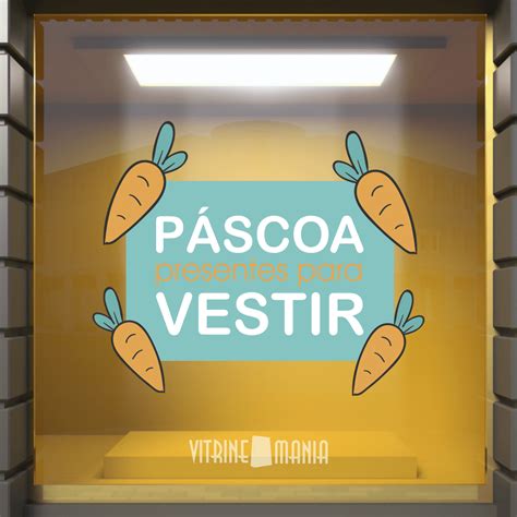 Adesivo de Vitrine Páscoa Presentes para Vestir Vitrine Mania