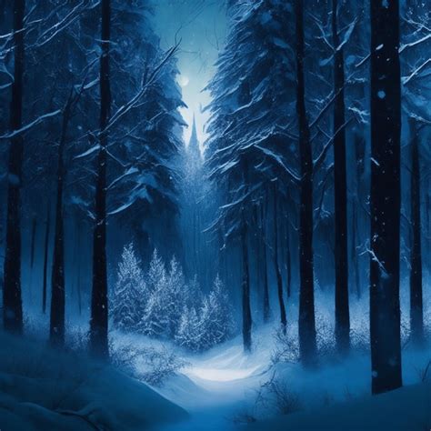 Premium Ai Image A Digital Painting Dark Abstract Winter Forest