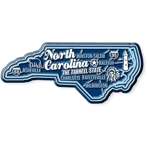 North Carolina The Tarheel State Premium Map Fridge Magnet