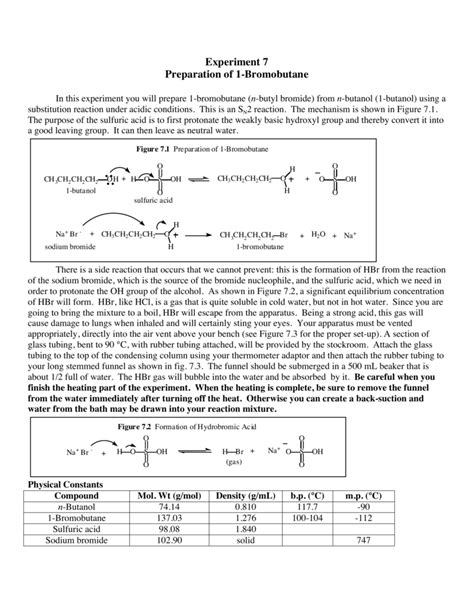 Experiment Preparation Of Bromobutane